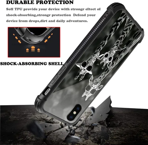 Vista 4 de CARLOCA Funda compatible con iPhone Xs, diseño gráfico a prueba de golpes, antiarañazos, protección contra caídas para iPhone X/XS Familia de jirafa
