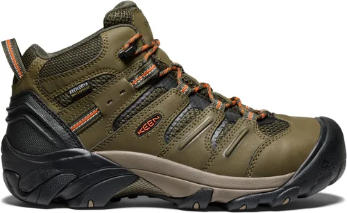 Vista 2 de KEEN Utility Lansing Mid Steel Toe Botas de trabajo impermeables para hombre verde oliva/negro