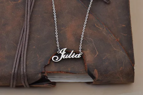Vista 2 de GR859C Collar personalizado con texto en inglés My Name para mujer