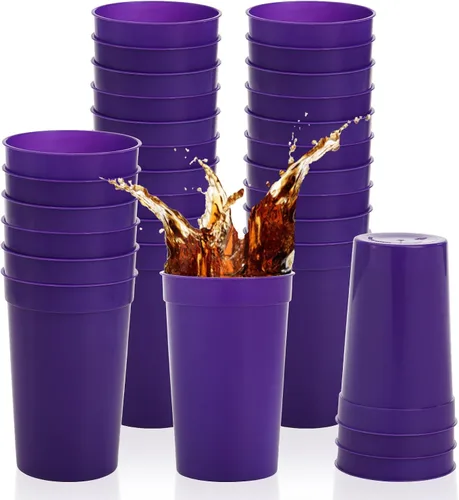 Vista 6 de Fasmov Paquete de 30 vasos de plástico de 16 onzas, vasos de plástico en blanco, reutilizables, para fiestas, eventos, marketing, bodas, coloridos