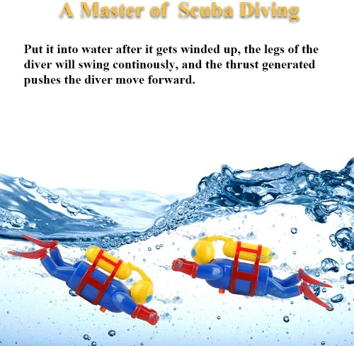Vista 3 de Juguete de baño Wind-Up Diver para niños pequeños – Mecanismo de natación y buceo de Frogman, juguete de agua para bañera/piscina sin batería, sin