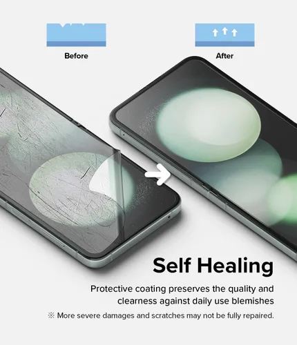 Vista 7 de Ringke Película doble fácil [protección de 4 capas] compatible con Samsung Galaxy Z Flip 5, revestimiento de reparación autocurable, cobertura