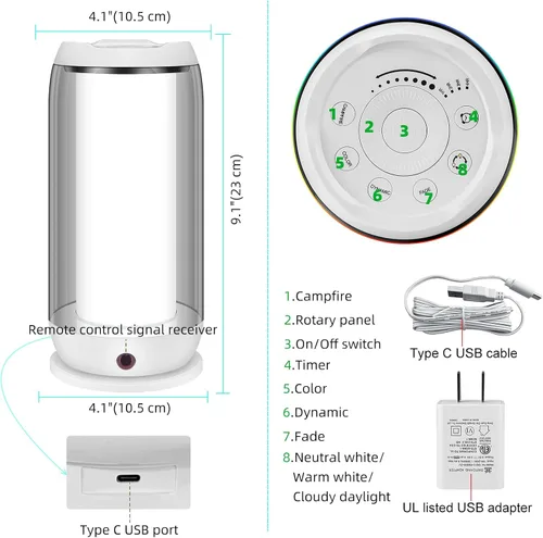 Vista 6 de LUXSWAY Lámpara de mesa con control remoto, regulable al lado de la lámpara para dormitorios, lámpara de escritorio enchufable con ajuste