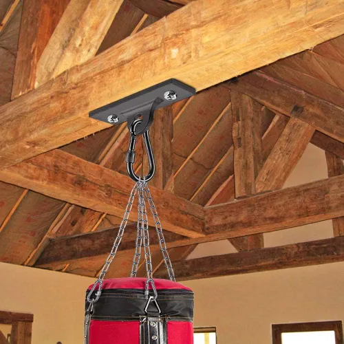 Vista 6 de Dolibest Perchas y soportes para bolsas pesadas, soporte de techo con mosquetón para entrenamiento de fuerza, yoga aéreo y bandas de resistencia