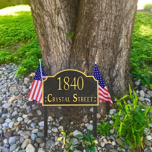 Vista 4 de Placa de dirección personalizada MONTADA EN CÉSPED - Letrero personalizado de número de casa, placa de dirección, números de dirección de casa