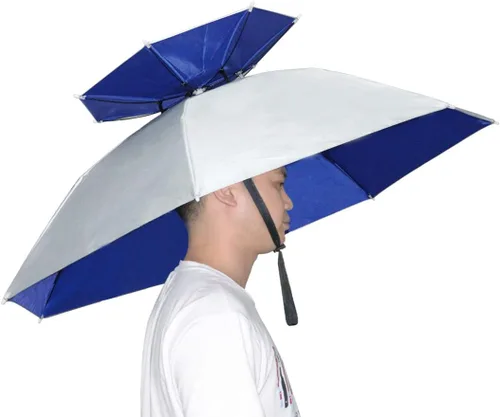 Vista 10 de Sombrero paraguas de pesca plegable ajustable, 37.4” extragrande, con manos libres, 7 nervaduras, impermeable, anti-UV, para pesca, jardinería