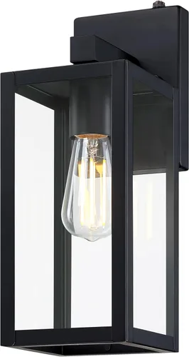 Vista 9 de GRUENLICH Faroles de pared grandes impermeables para exteriores, modernos apliques blancos para porche con pantalla de vidrio transparente, enchufe