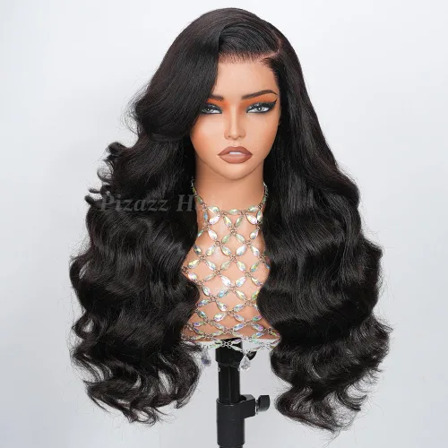 Vista 17 de Pizazz Pelucas de cabello humano rubio miel con encaje frontal, prearrancadas con línea de cabello natural de 13 x 4, sin pegamento, pelucas