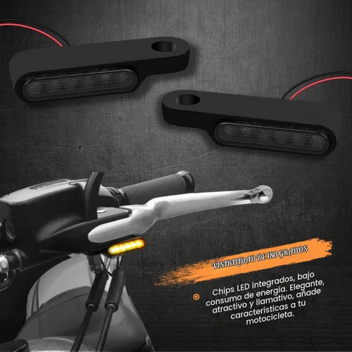 Vista 4 de NTHREEAUTO Señales de giro LED de manillar Mini intermitentes de motocicleta Luz marcadora de barra de manillar Compatible con Harley Dyna Sportster