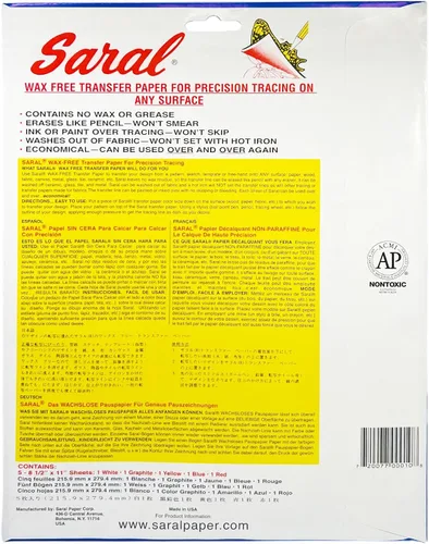 Vista 2 de Dritz Notions DRISRL10 Saral - Papel de calco surtido, 8 1/2 x 11 pulgadas, 5