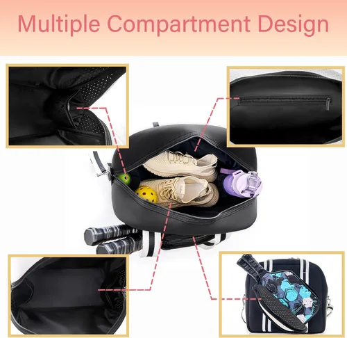Vista 5 de Lindas Bolsas de Pickleball para Mujeres y Hombres, Bolso Tote de Pickleball para Mujeres, Bandolera de Pickleball para Mujeres