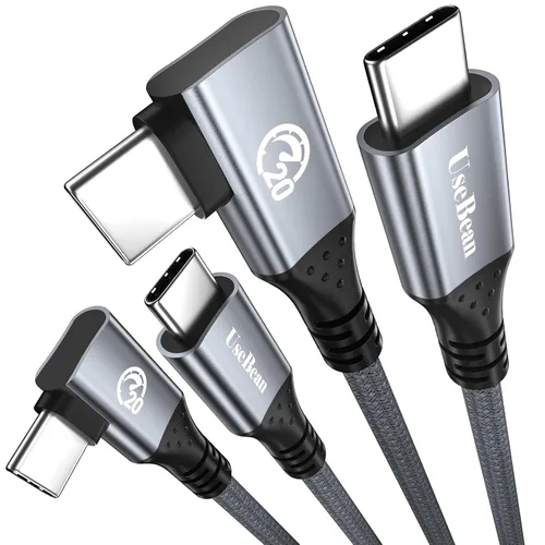 Vista 8 de UseBean Cable USB C a USB C de 240 W de 0.6 pies [2 unidades], cable de datos USB C 3.2 Gen 2X2 20Gbps de ángulo recto, salida de video 4K, cable