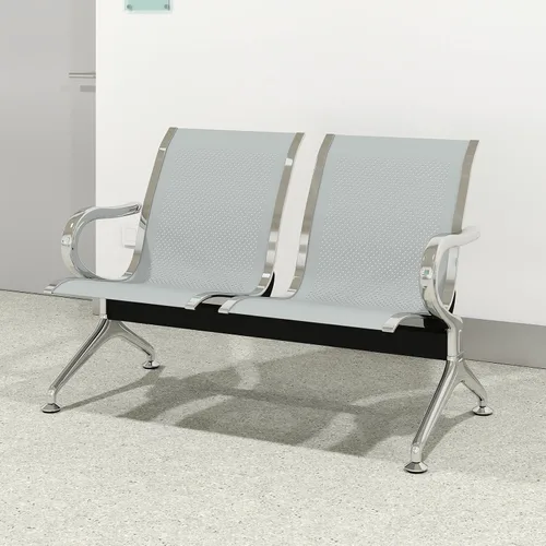 Vista 9 de KINTNESS Sillas de recepción de 2 asientos, muebles de vestíbulo, silla de sala de espera con brazos banco de recepción para aeropuerto, oficina