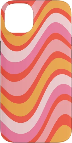 Vista 14 de iPhone 13 Pro Retro Liquid Swirl patrón de líneas onduladas rosa mandarina naranja funda