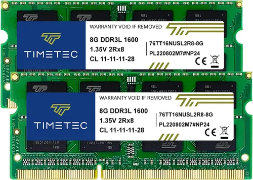 Vista 15 de Timetec 4GB DDR3L / DDR3 1600MHz PC3L-12800 / PC3-12800 Sin ECC Sin Búfer 1.35V / 1.5V CL11 2Rx8 Rango Dual 204 Pines SODIMM Portátil Notebook PC