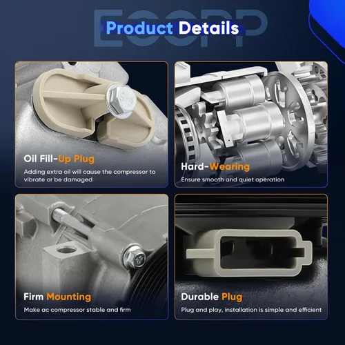 Vista 3 de ECCPP Compresor de A/C con embrague 2004-2007 apto para Ford Freestar 3.9L 4.2L AC Compresor