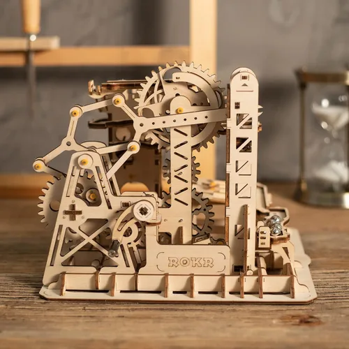 Vista 4 de ROKR Marble Run - Rompecabezas de madera 3D, kits de construcción de modelos para adultos, proyecto educativo, rompecabezas de cerebro, manualidades