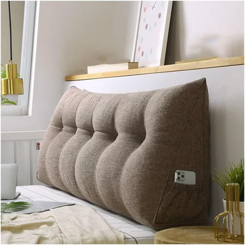 Vista 9 de Almohada triangular para cabecero, almohada de cuña grande para respaldo de lectura para sofá cama, cojín triangular con bolsillo y funda extraíble