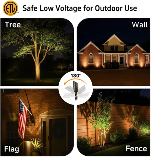 Vista 5 de Gardenreet Focos de paisaje de bajo voltaje - Luz superior LED de latón 12V para exterior, luces focales cableadas IP65 impermeables, enfoque