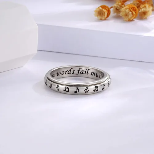 Vista 4 de 925 Sterling Silver Spinner Fidget Ring for Women
