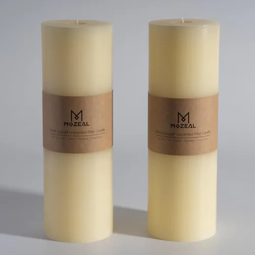Vista 71 de MOZEAL Juego de 3 velas sin perfume vertidas a mano de 3 x 6 pulgadas, velas tipo pilar sin goteo, combustión de larga duración, aproximadamente 120