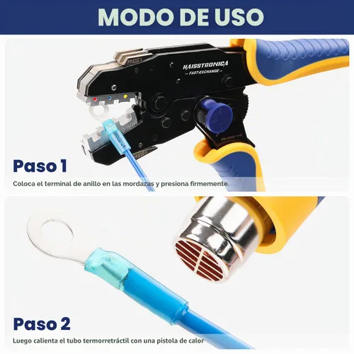 Vista 4 de haisstronica Terminales de anillo, 100 conectores de anillo termorretráctil de grado marino, conectores de cable amarillo, cobre rojo estañado #10