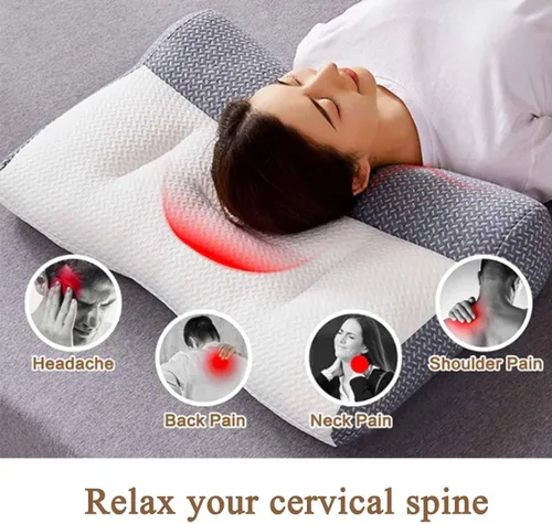 Vista 3 de Sohobloo - Almohada de cuello ergonómica de plumón de ganso para cuello, almohadas nimecales, almohadas para el cuello, aumenta el sueño