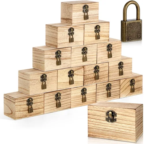 Vista 7 de CroBlissful Juego de 12 cajas de madera sin terminar de 4.7 x 3.2 x 3.2