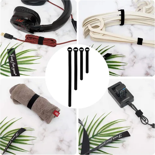 Vista 5 de 150 bridas reutilizables para cables - 4+6+8+10 pulgadas, correas de cables multiusos con gancho y bucle para gestión de cables, ataduras