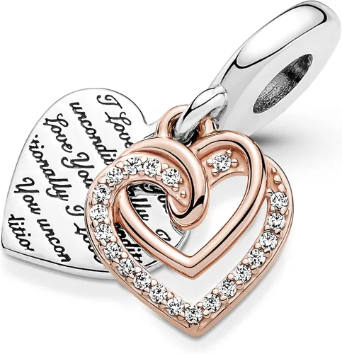 Vista 4 de PANDORA Corazón chapado en oro rosa de 14 quilates y plata esterlina, Circonita Cúbica