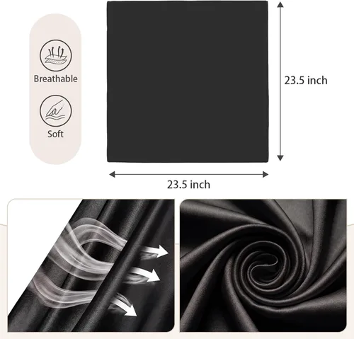 Vista 5 de American Trends Pañuelo cuadrado de satén para cabeza y cuello para mujer 01 Negro