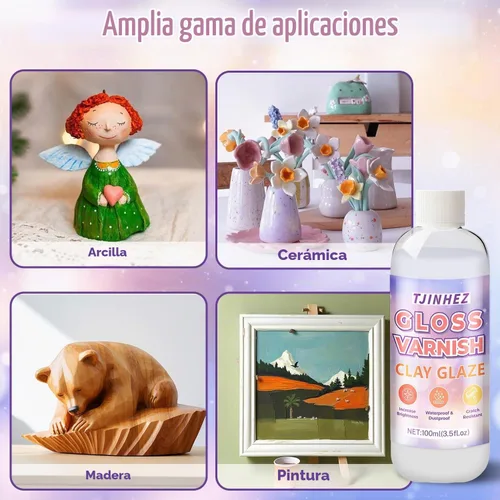 Vista 7 de Esmalte de arcilla Air Dry y barniz de arcilla polimérica – Sellador de arcilla brillante de 7 onzas, impermeable y resistente a los arañazos