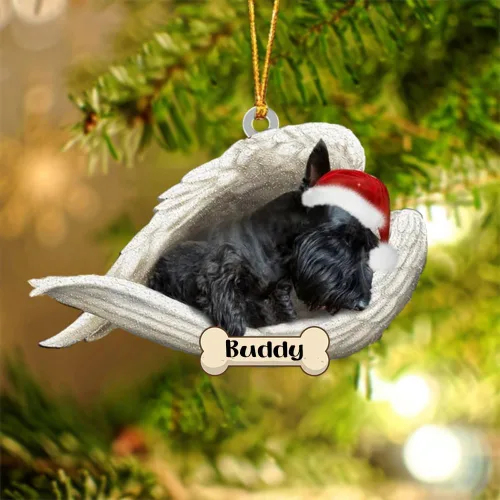 Vista 45 de Afghan Hounds - Adorno de Navidad con alas de ángel durmiente, recuerdo personalizado para perros 2024, adorno de forma acrílica, regalos