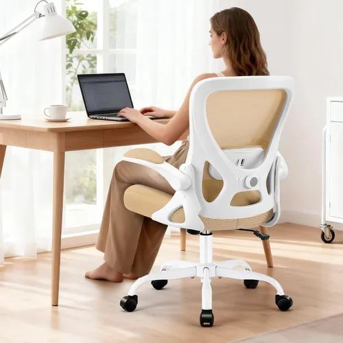 Vista 13 de AreShark Silla de Oficina - Silla de Escritorio Ergonómica de Malla Respirable con Soporte Lumbar Ajustable y Reposabrazos Abatibles - Silla Negro