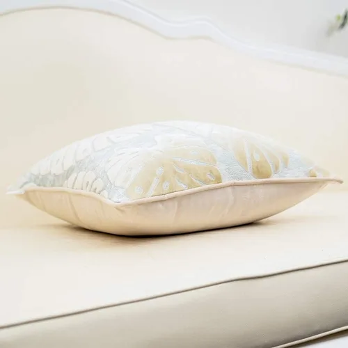 Vista 3 de Funda para almohada o cojín Alerfa de 18 x 18 pulgadas con estampado floral, terciopelo, moderna, apoyo lumbar, decorativa, para sofá, para Beige