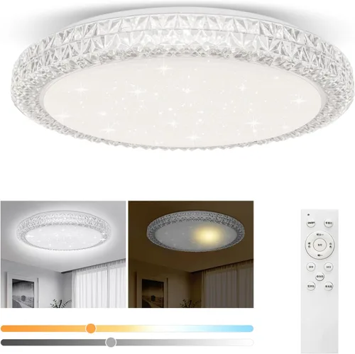 Vista 5 de OOWOLF Lámpara de techo LED, 40 W, 15.4 pulgadas, luz de techo regulable, brillo ajustable, lámpara de techo moderna cerca de luces de techo