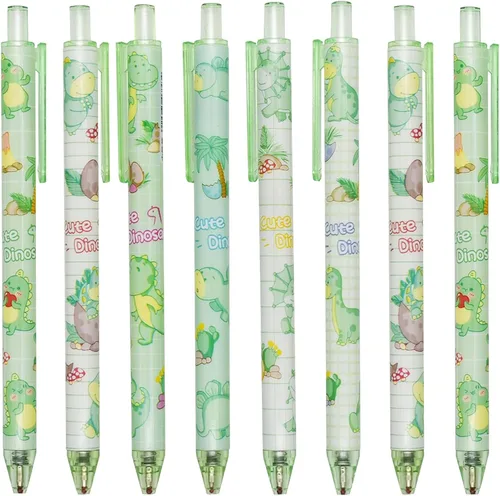 Vista 10 de Maydahui 12 bolígrafos de gel con diseño de oso de dibujos animados para niñas, bolígrafos retráctiles de impresión animal de tinta negra