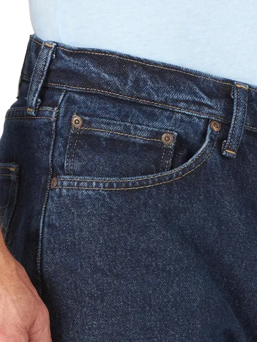 Vista 4 de Wrangler Authentics pantalones cortos de jean clásicos con cinco bolsillos de ajuste relajado para hombre Dark Rinse