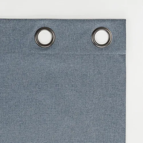 Vista 6 de Sun Zero Channing Grid Texture Draft Shield - Panel de cortina con ojales, 100% opaco, con aislamiento polar, azul, 50 pulgadas de ancho x 63