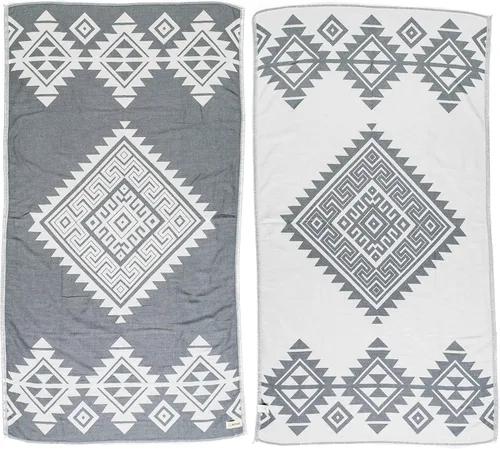 Vista 15 de Bersuse Toalla turca Yucatan de doble capa 100% algodón, 39 x 71 pulgadas, color negro