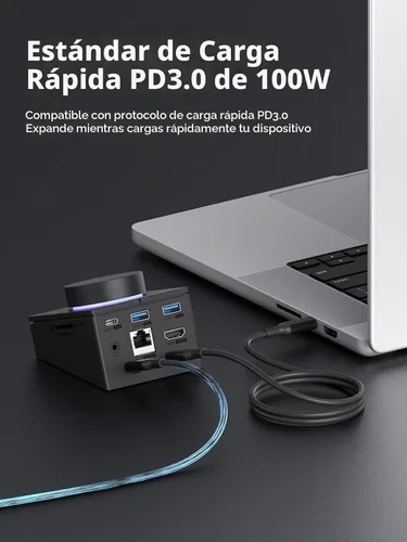 Vista 5 de Concentrador USB C de Hagibi con botones de acceso directo, estación de acoplamiento RGB tipo C con HDMI 4K@60Hz, PD de 100W, USB-C de 5Gbps, 2