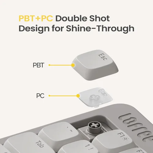 Vista 3 de Flow Lite - Teclado mecánico de perfil bajo de 100 teclas, teclado inalámbrico recargable intercambiable con receptor de 2.4G, Bluetooth y conexión