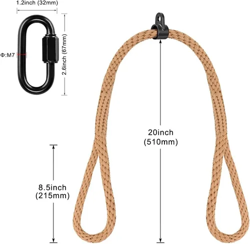Vista 7 de Kipika Cuerda de tríceps, accesorios para máquina de cable, sistema de polea, cuerda de nailon resistente con extremos de goma suave