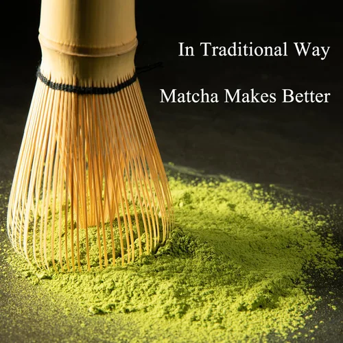 Vista 6 de Juego de batidor de matcha, juego de 4 piezas, batidor de bambú matcha + soporte para batidor de cerámica + cuchara+cuchara, 100% hecho a mano