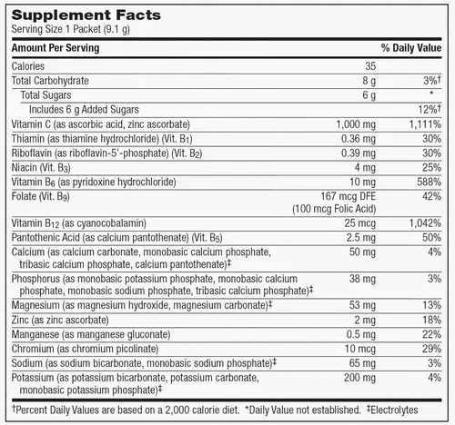 Vista 2 de Emergen-C 1000 mg de vitamina C en polvo para apoyo inmunológico diario, suplementos de vitamina C sin cafeína con zinc y manganeso, vitaminas B