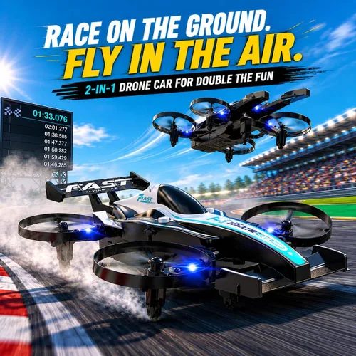 Vista 2 de DEERC HT35 Mini dron 2 en 1 para niños Auto de control remoto, giros de 360°, vuelo circular, despegue/aterrizaje con una tecla, modo sin cabeza