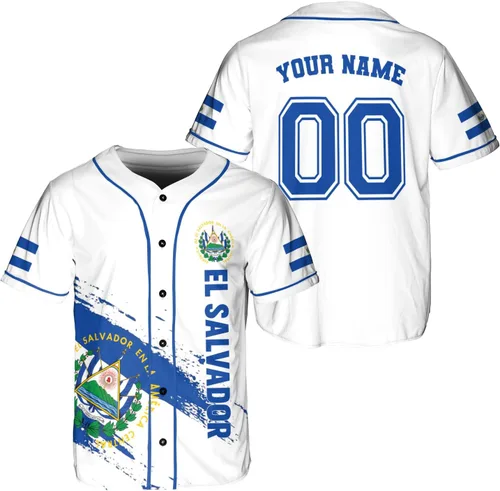 Vista 7 de Parvii Camiseta de béisbol personalizada de El Salvador Orgulloso, camiseta de El Salvador, camiseta de El Salvador, Jersey de El Salvador
