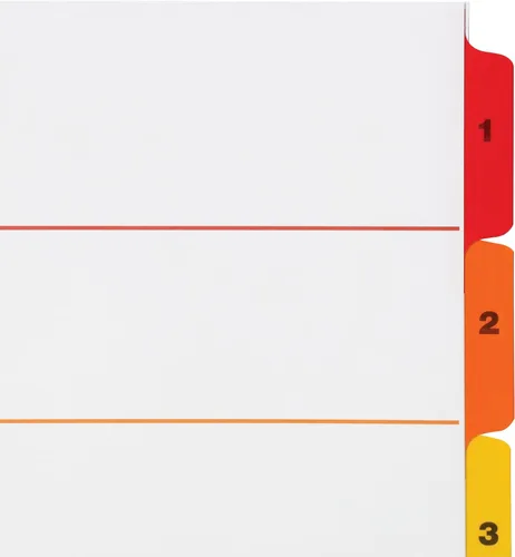 Vista 5 de Oxford OneStep Separadores de carpetas de anillos, juegos de separadores numéricos de 5 pestañas, tabla de contenido personalizable, funciona