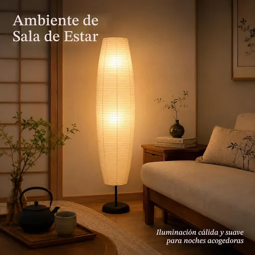 Vista 4 de Lámpara de pie de papel de arroz de estilo japonés, 54 pulgadas