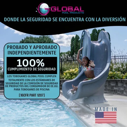 Vista 6 de Global Pool Products Splash Piscina enterrada tobogán acuático montado en la cubierta curva derecha gire gris GPPSSP-Gris-R